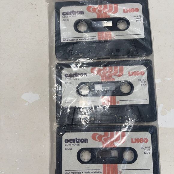 Vintage NOS LN60 Certron Blank Cassette Tapes SEALED Recording New 3 Pack New - Picture 5 of 5